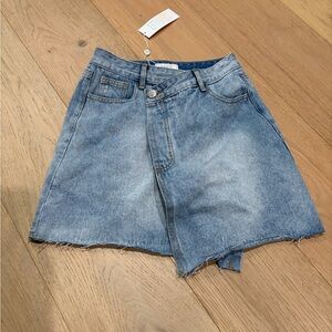 Sage Blue Denim Mini Skirt